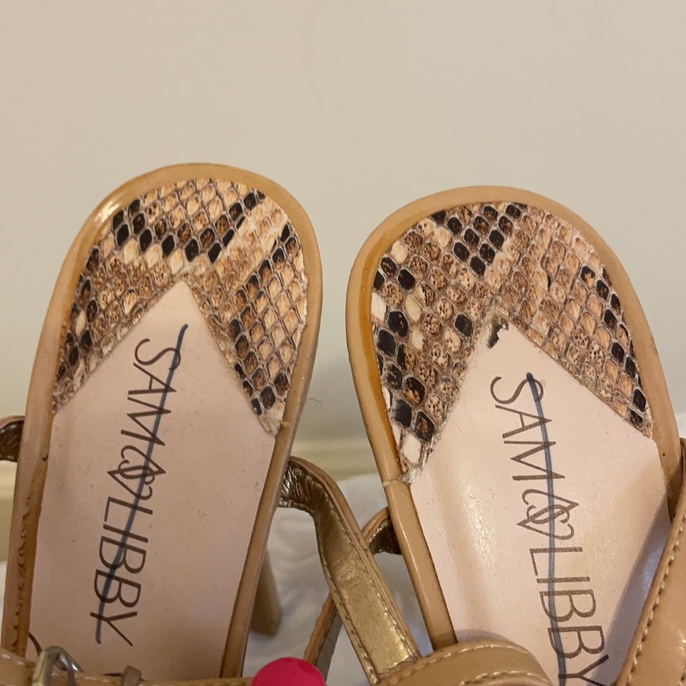 Sam & Libby nude Peep toe heels, good condition - Picture 6 of 9
